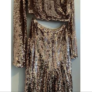 Sequin Crop top + Bell bottom SET